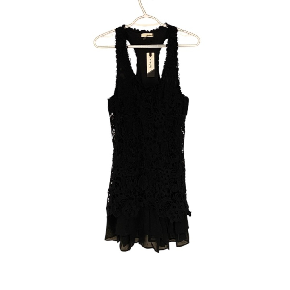 Stylebook Vestido Black layered lace Mini Dress. Size 6